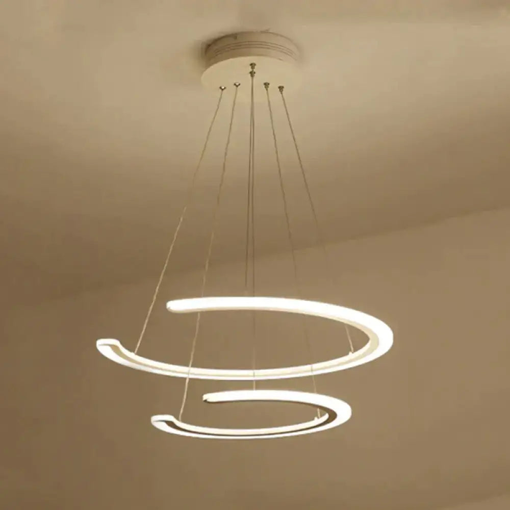 Modern white acrylic led ring dining room chandelier pendant light