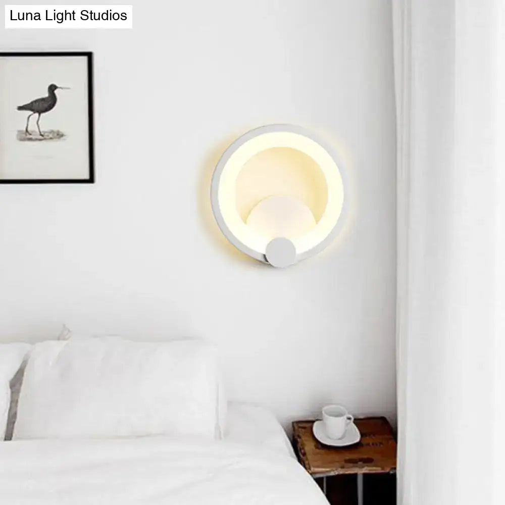 Modern white acrylic sconce light bedroom circular wall lamp