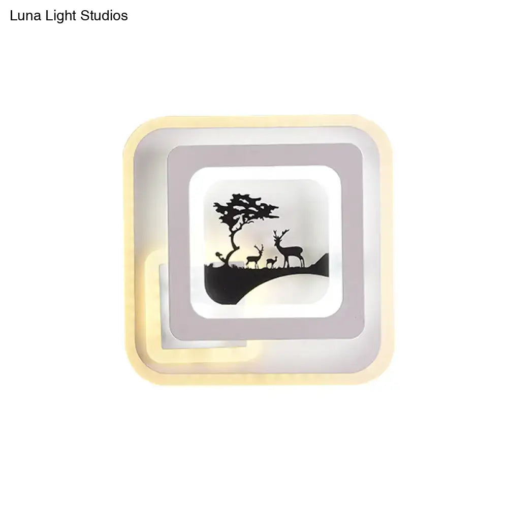 Modern white and black deer wall lamp living room led light