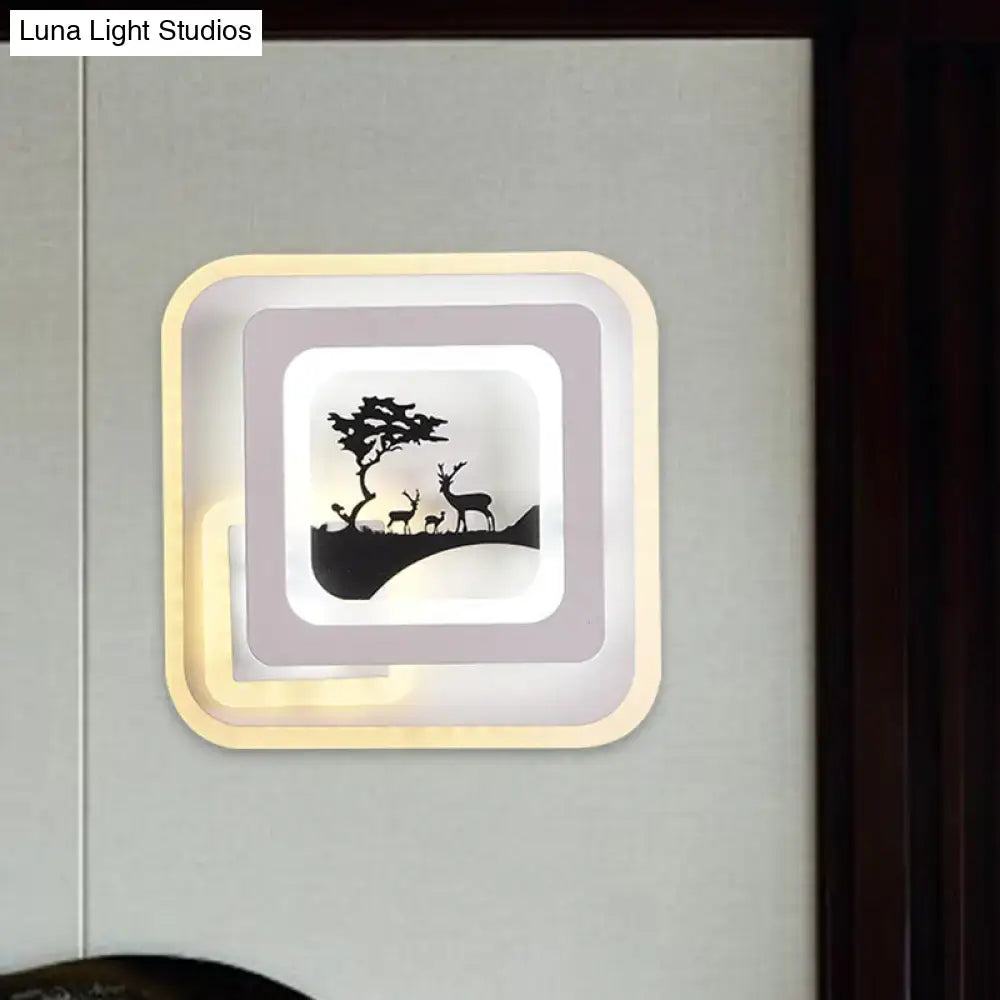 Modern white and black deer wall lamp living room led light