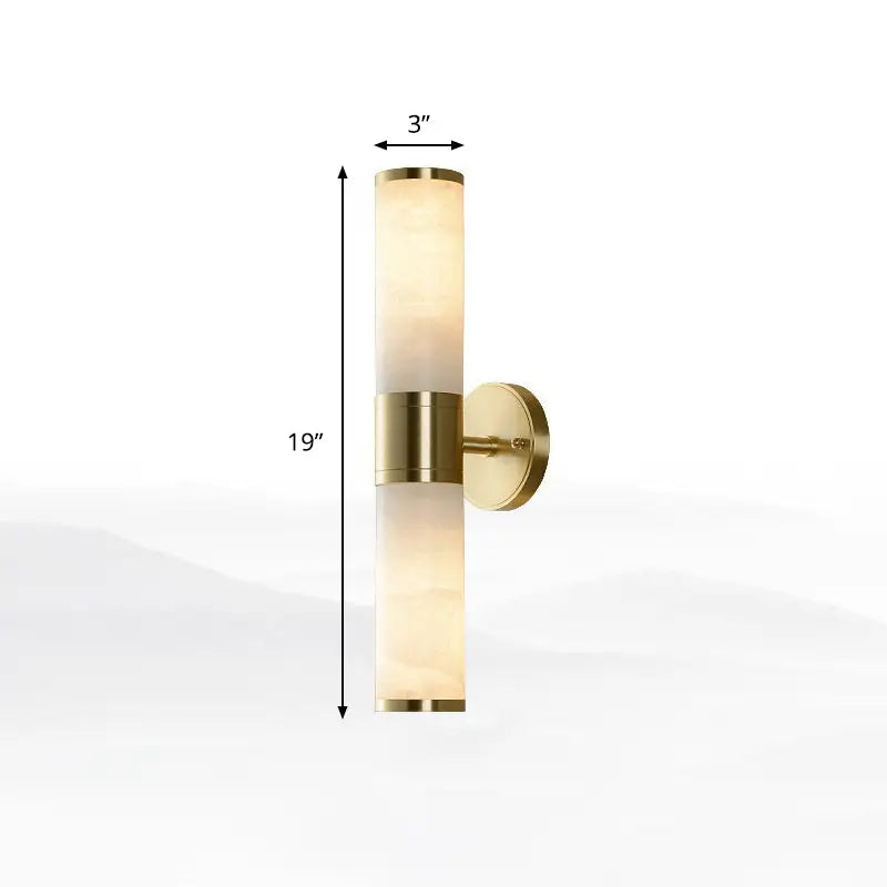 Modern white and brass pillar shaped sconce light bedroom lamp