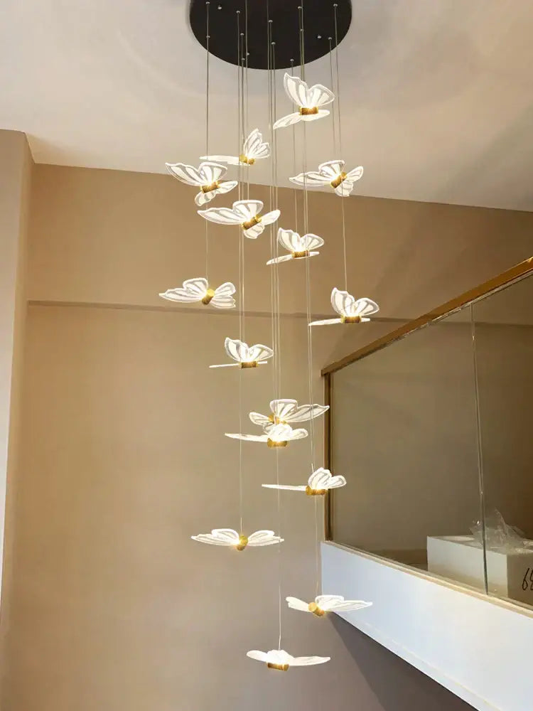 Modern white and gold butterfly chandelier bedroom pendant light