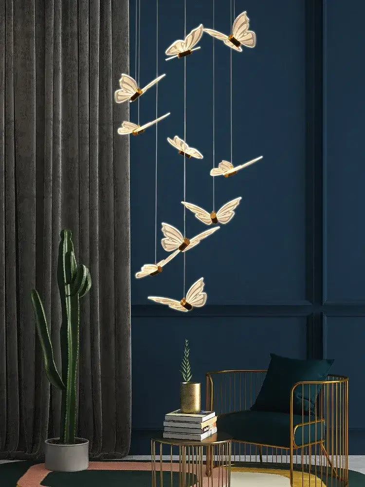 Modern white and gold butterfly chandelier bedroom pendant light