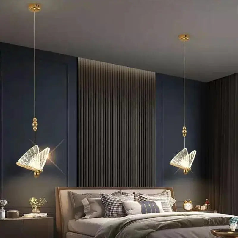 Modern white and gold butterfly pendant lights bedroom decor