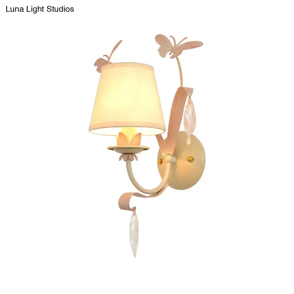 Modern white and peach butterfly crystal wall lamp bedroom decor