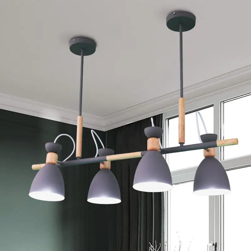Modern white and wood metal island light for dining room
