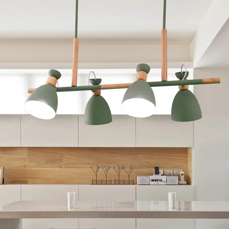 Modern white and wood metal island light for dining room