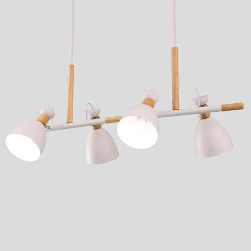 Modern white and wood metal island light for dining room