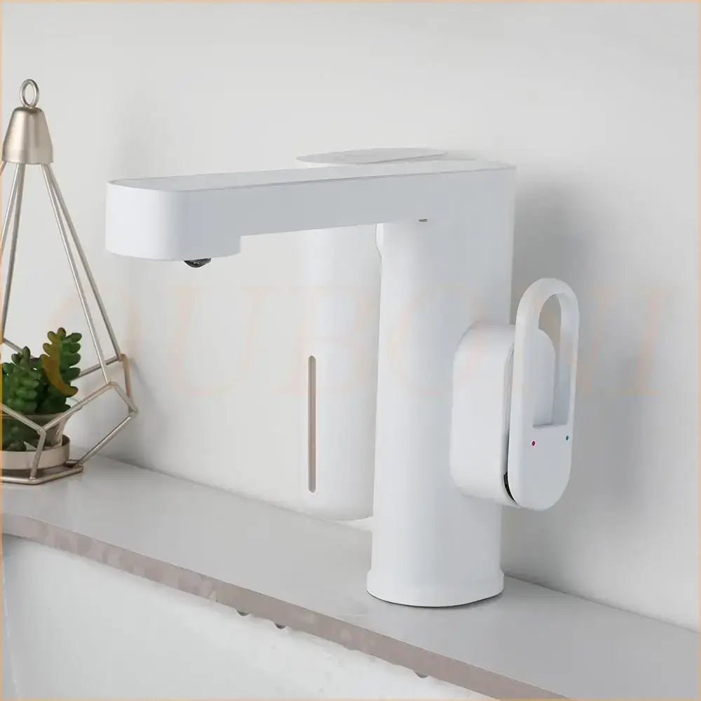 Modern white automatic sensor foam soap faucet bathroom sink mixer