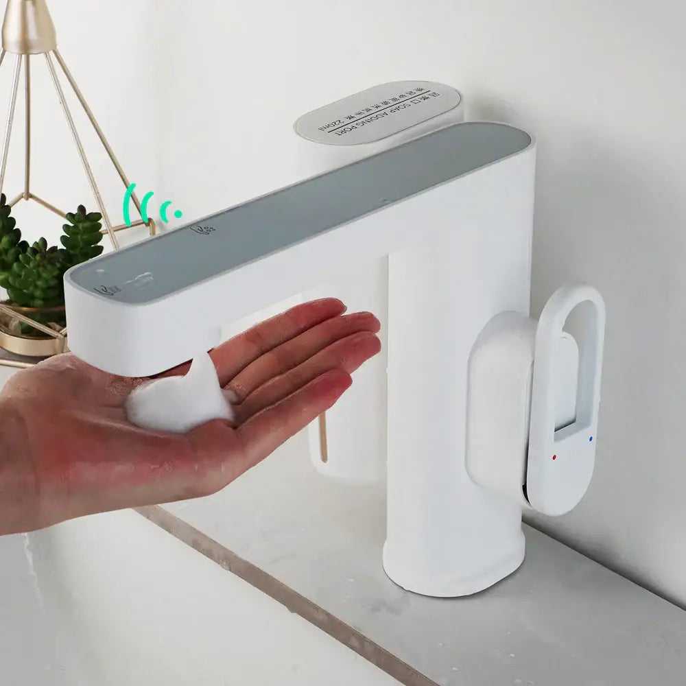 Modern white automatic sensor foam soap faucet bathroom sink mixer