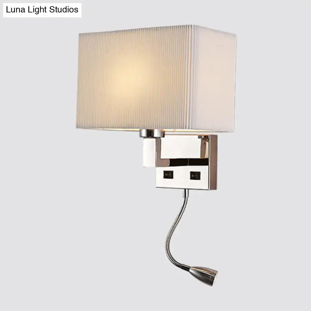 Modern white & beige fabric wall light kit bedroom reading sconce