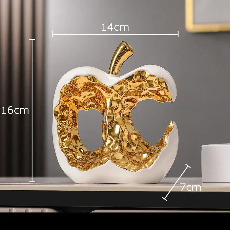 Modern white & black ceramic apple sculpture living room decoration