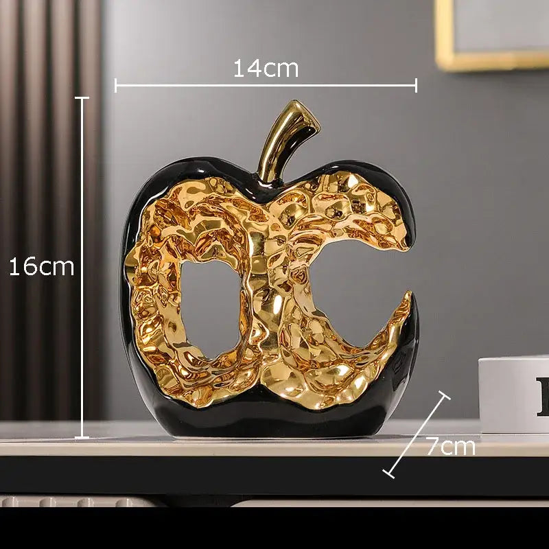 Modern white & black ceramic apple sculpture living room decoration