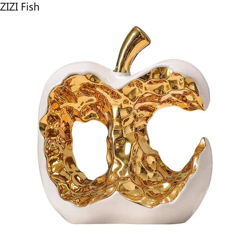 Modern white & black ceramic apple sculpture living room decoration