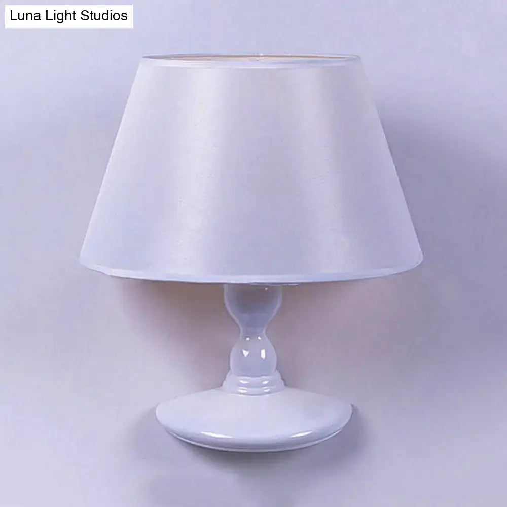 Modern white black cone ceramic wall sconce bedroom fabric light