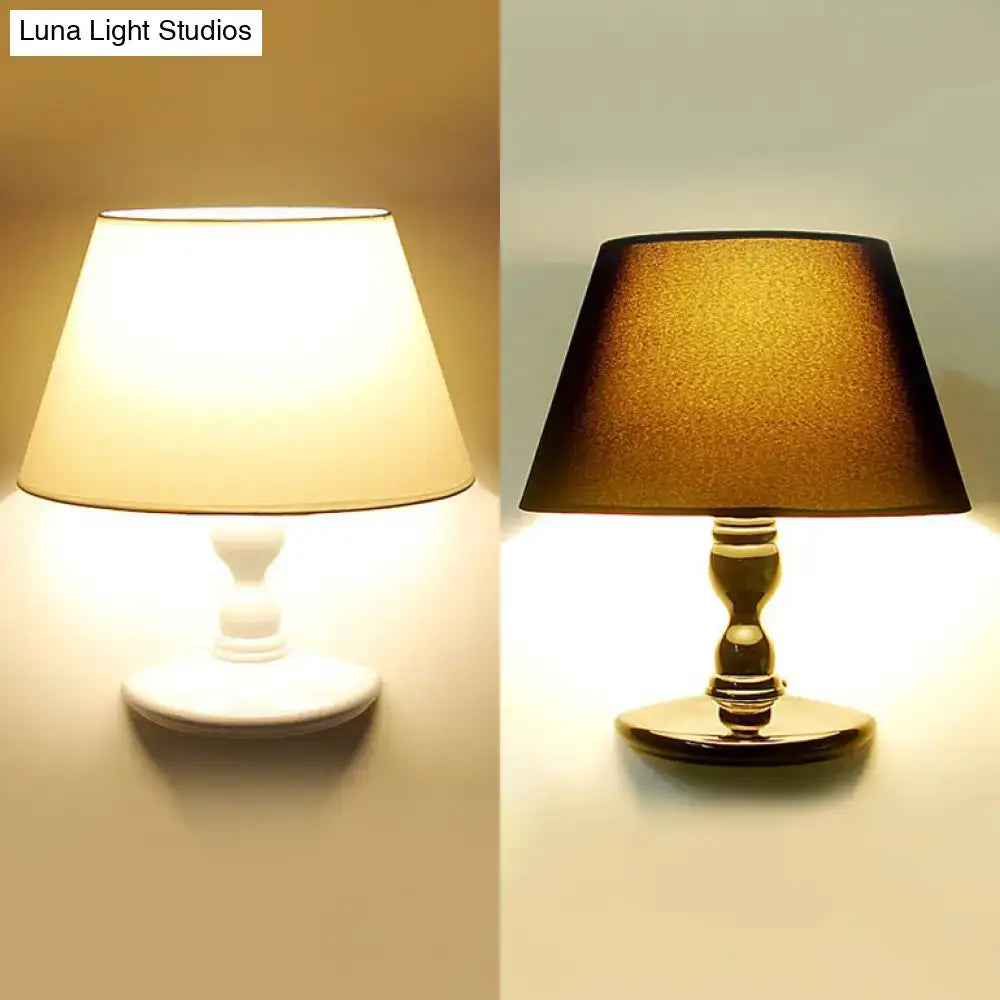 Modern white black cone ceramic wall sconce bedroom fabric light