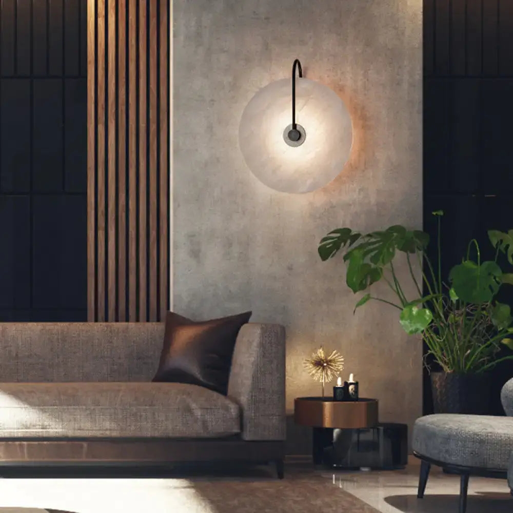 Modern white & black led wall sconce – bedroom disc shade light