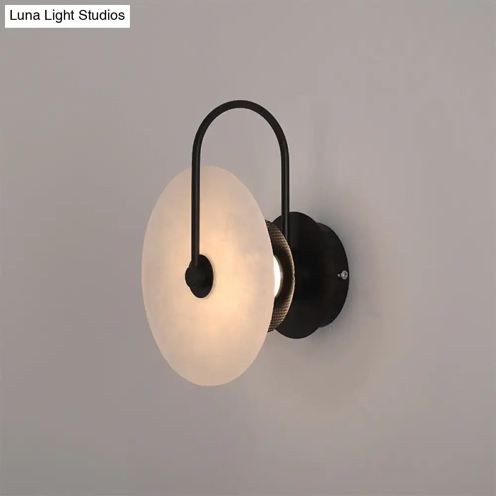 Modern white & black led wall sconce – bedroom disc shade light