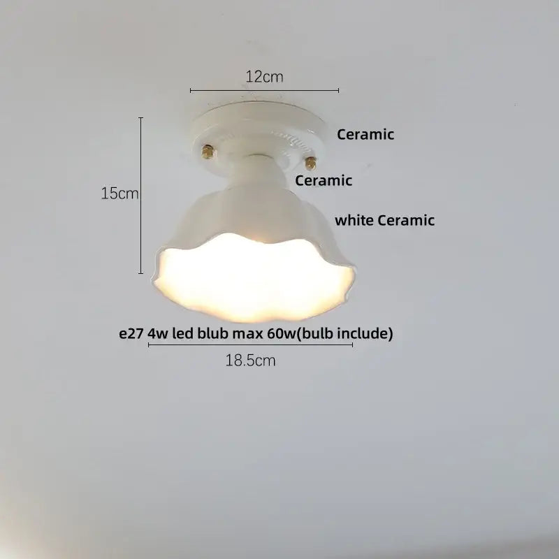 Modern white & brass ceramic led ceiling lamp bedroom lattice light