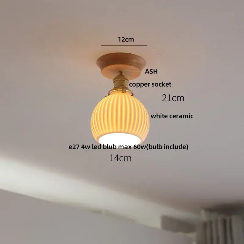 Modern white & brass ceramic led ceiling lamp bedroom lattice light