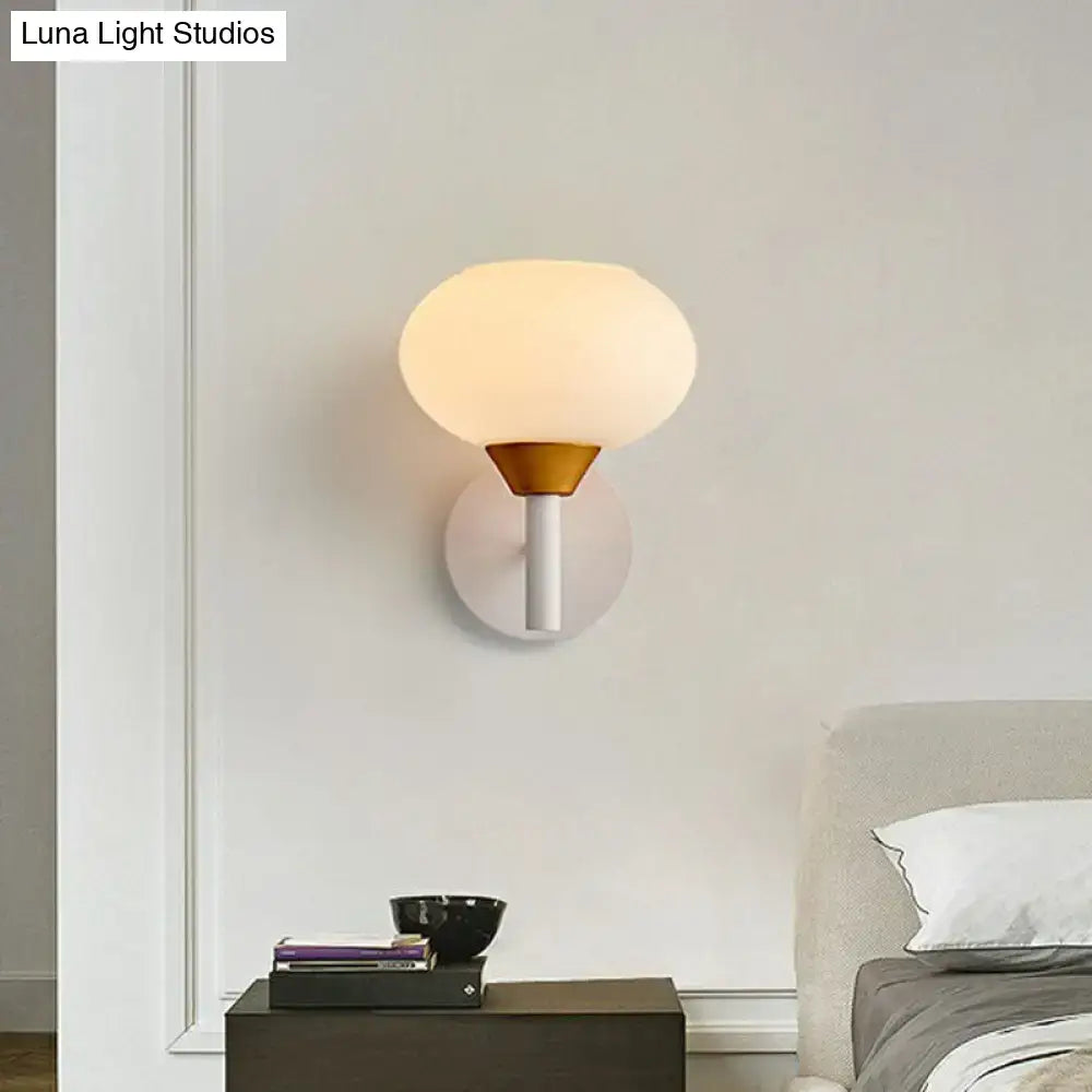Modern white & brass opal glass wall sconce bedroom light