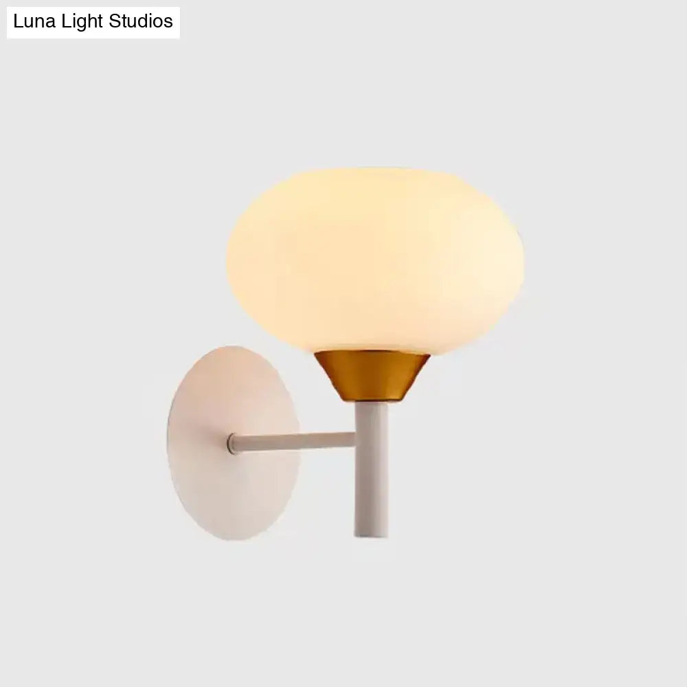 Modern white & brass opal glass wall sconce bedroom light