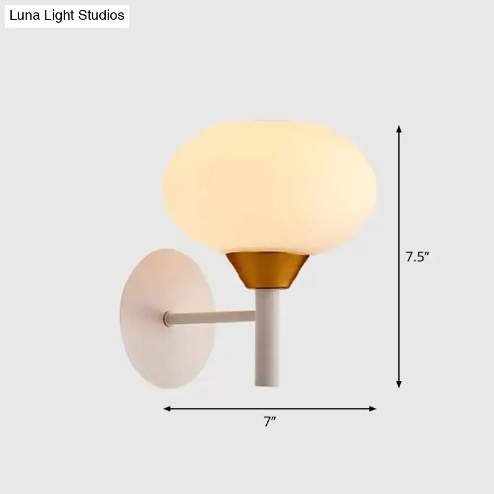 Modern white & brass opal glass wall sconce bedroom light