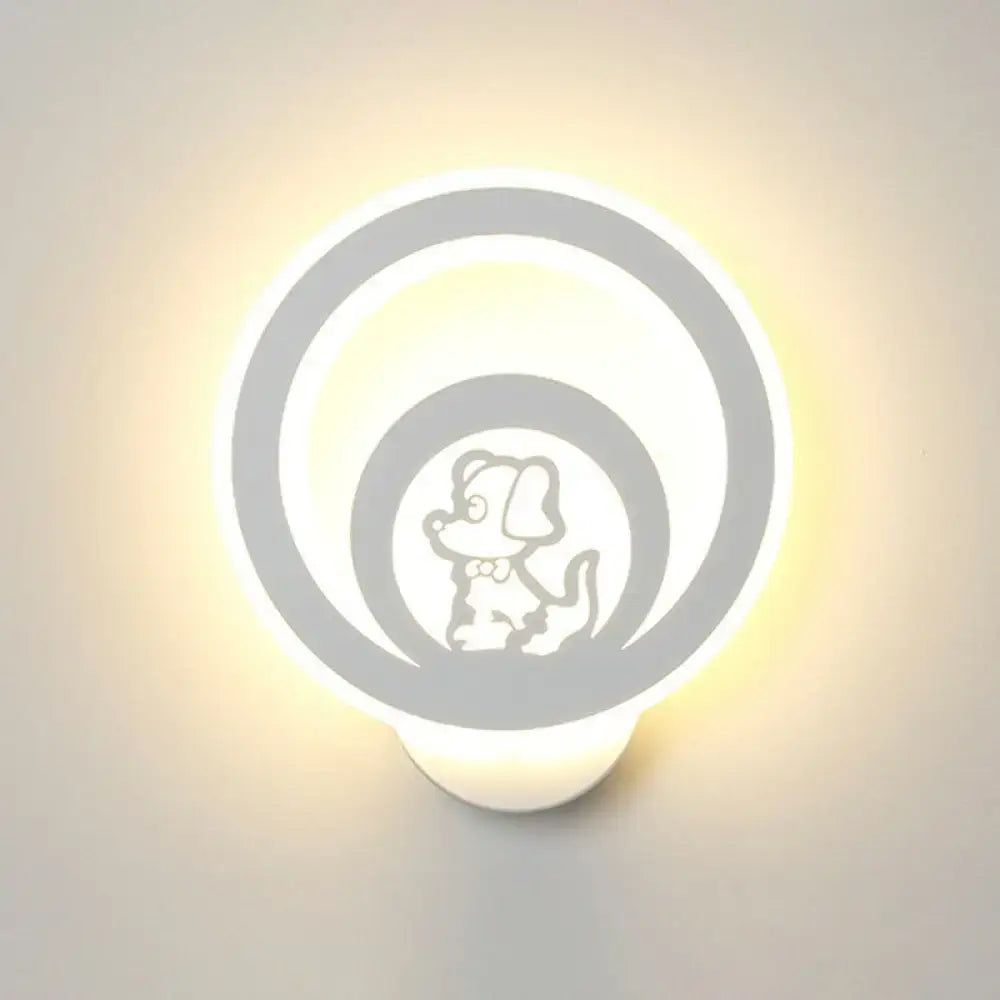 Modern white cartoon dog led wall light fixture 110v-120v bedroom