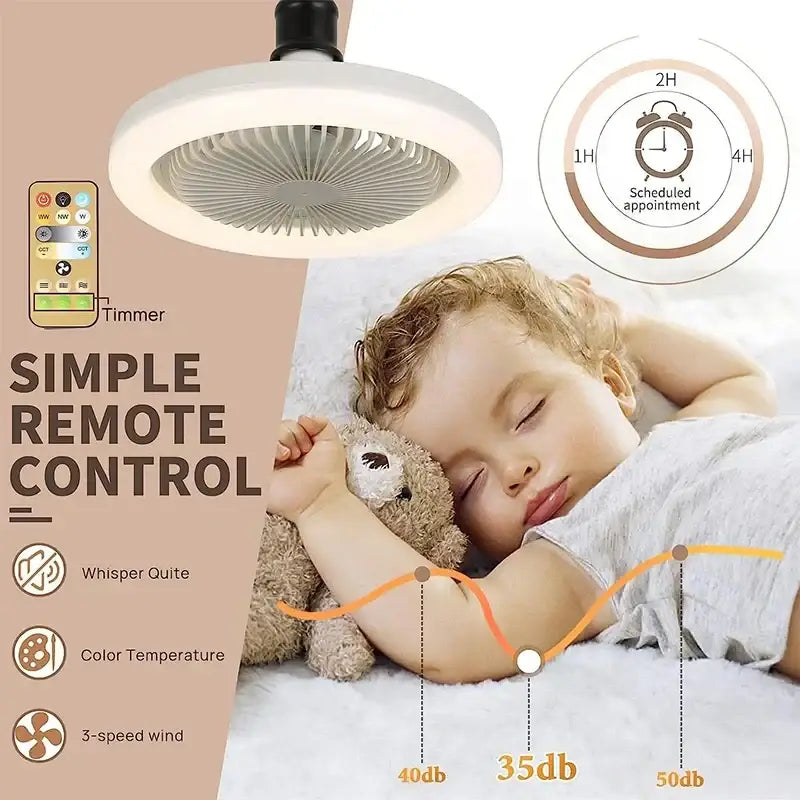Modern white ceiling fan light with e27 socket for bedroom