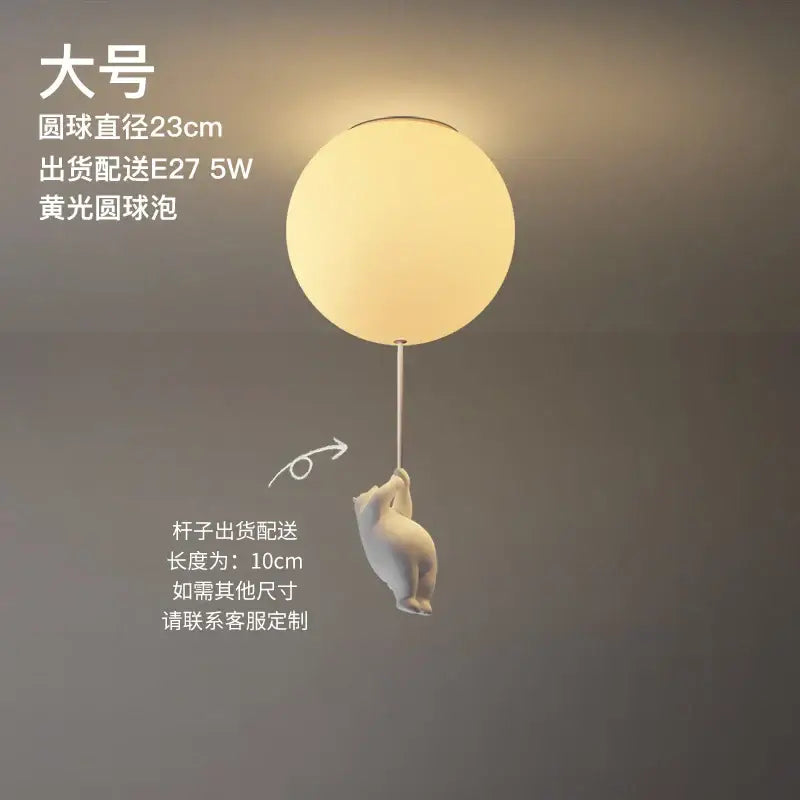 Modern white ceramic bear led ceiling light for kids bedroom