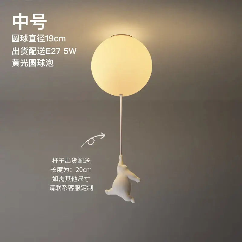 Modern white ceramic bear led ceiling light for kids bedroom