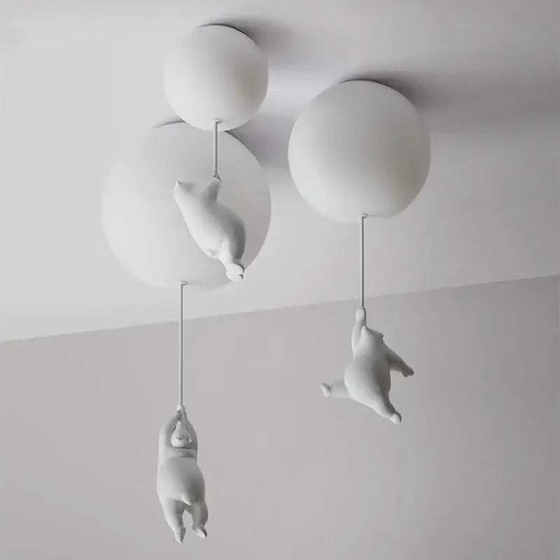Modern white ceramic bear led ceiling light for kids bedroom