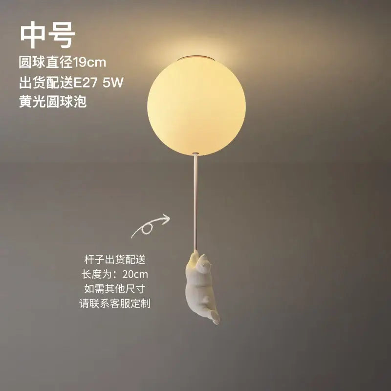 Modern white ceramic bear led ceiling light for kids bedroom