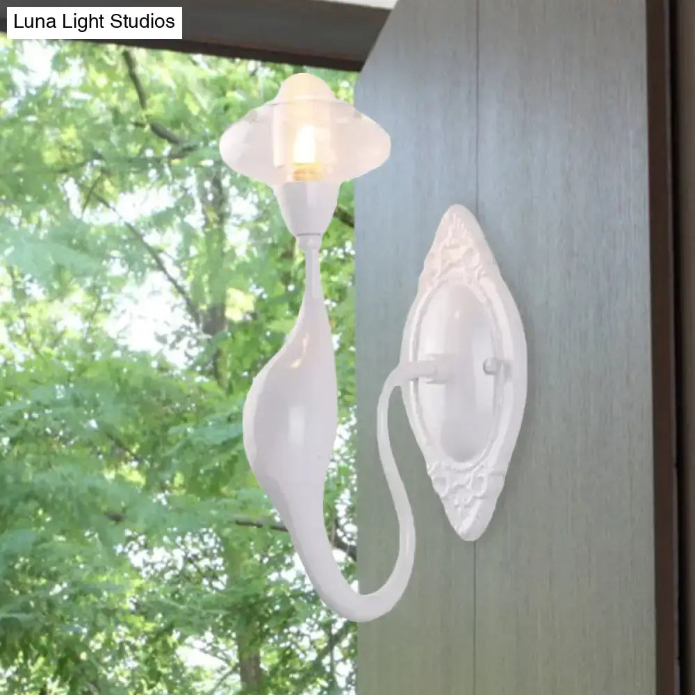 Modern white ceramic cloud sconce light bedroom clear glass oval