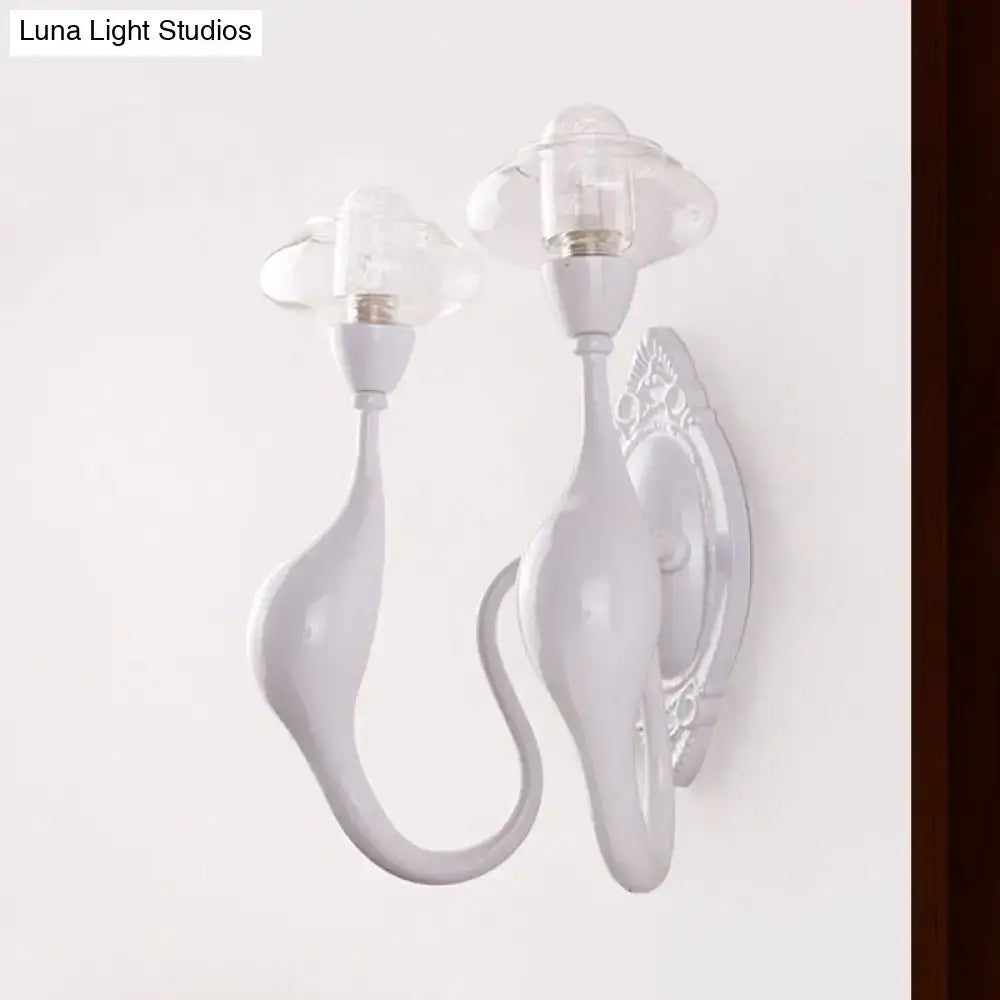 Modern white ceramic cloud sconce light bedroom clear glass oval