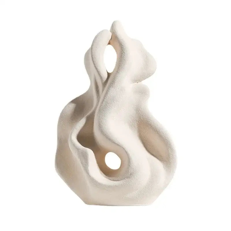 Modern white ceramic curl sculpture living room decor