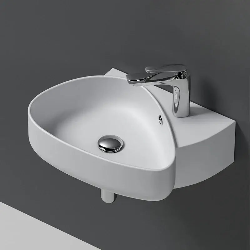 Modern white ceramic wall mounted wash basin bathroom sink