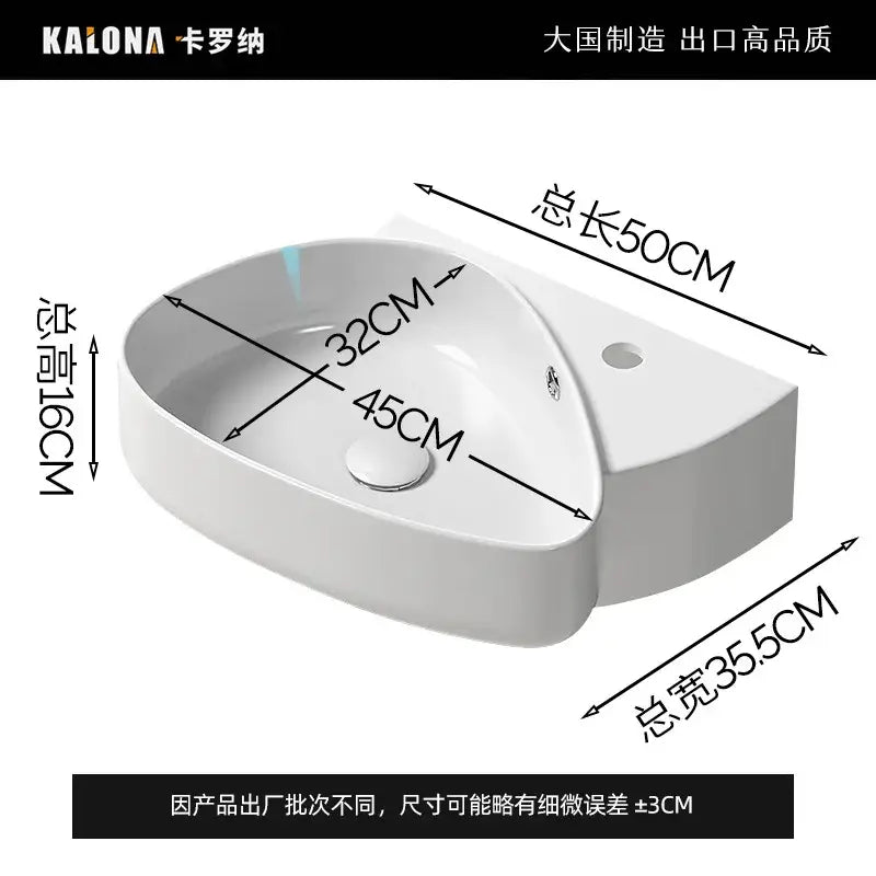 Modern white ceramic wall mounted wash basin bathroom sink