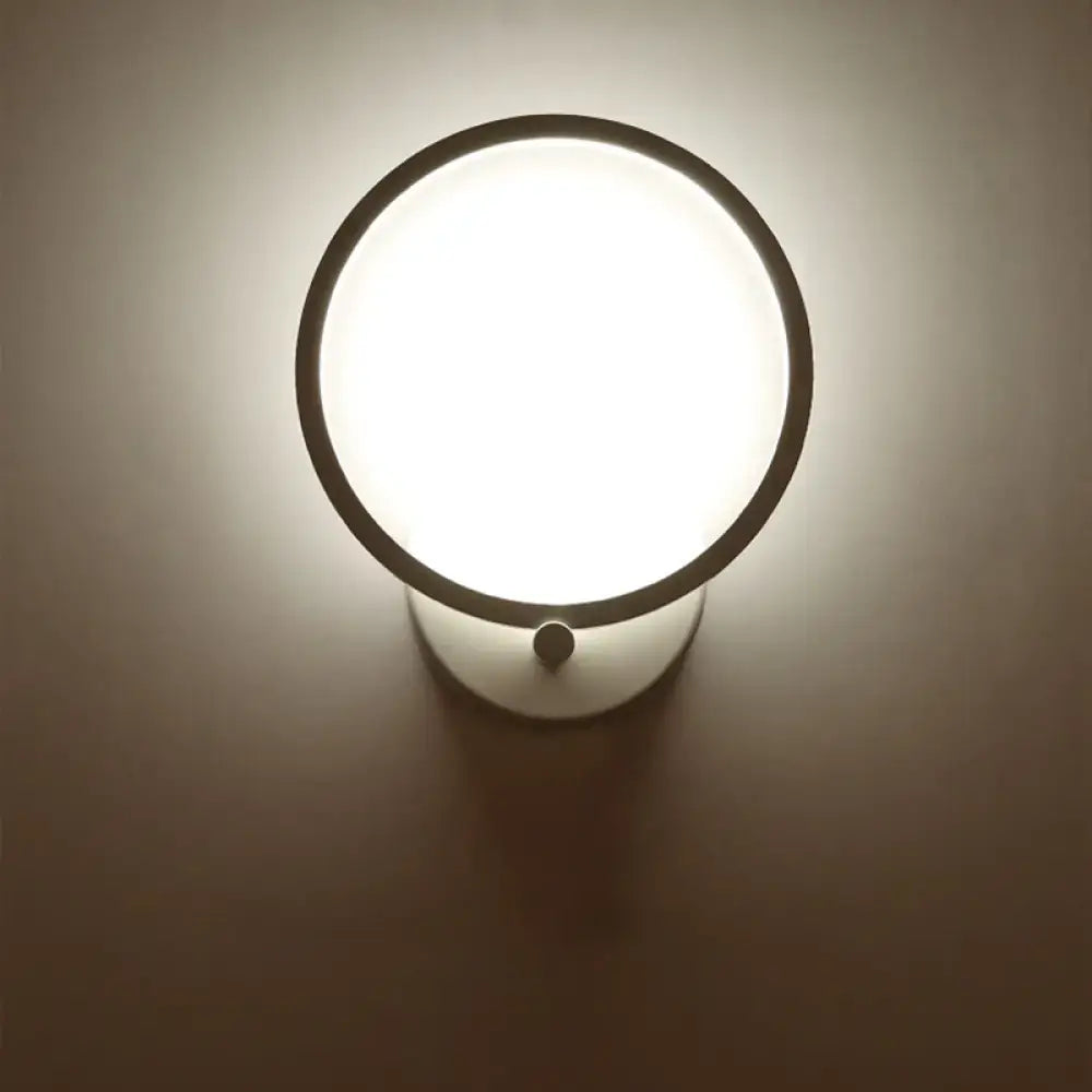 Modern white circle sconce light fixture bedroom wall lamp