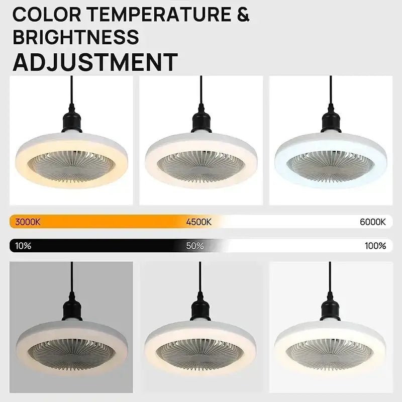 Modern white circular ceiling fan with light for bedroom e27 base