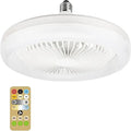 Modern white circular ceiling fan with remote control for bedroom