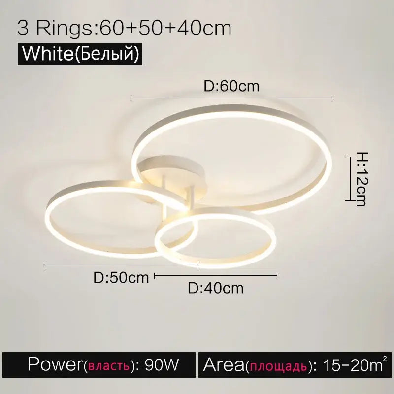 Modern white circular led decorbites ceiling lamp set for bedroom