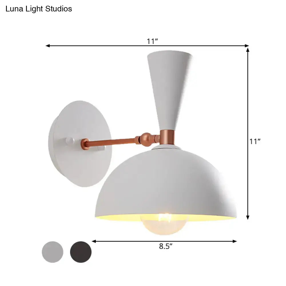 Modern white & copper rotating node dome sconce bedroom light