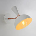 Modern white and copper rotating node dome sconce with two arms and warm filament bulb glow for 110v-120v use