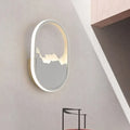 Modern white cracked design oval sconce lamp with sleek frame and warm led lighting for stairway lighting