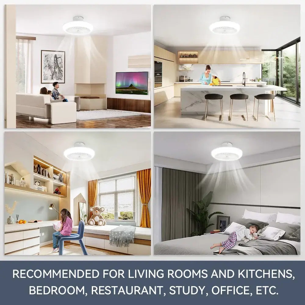 Modern white decorbites ceiling fan with light for bedroom