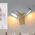 Modern white dual drum wall light bedroom wood sconce