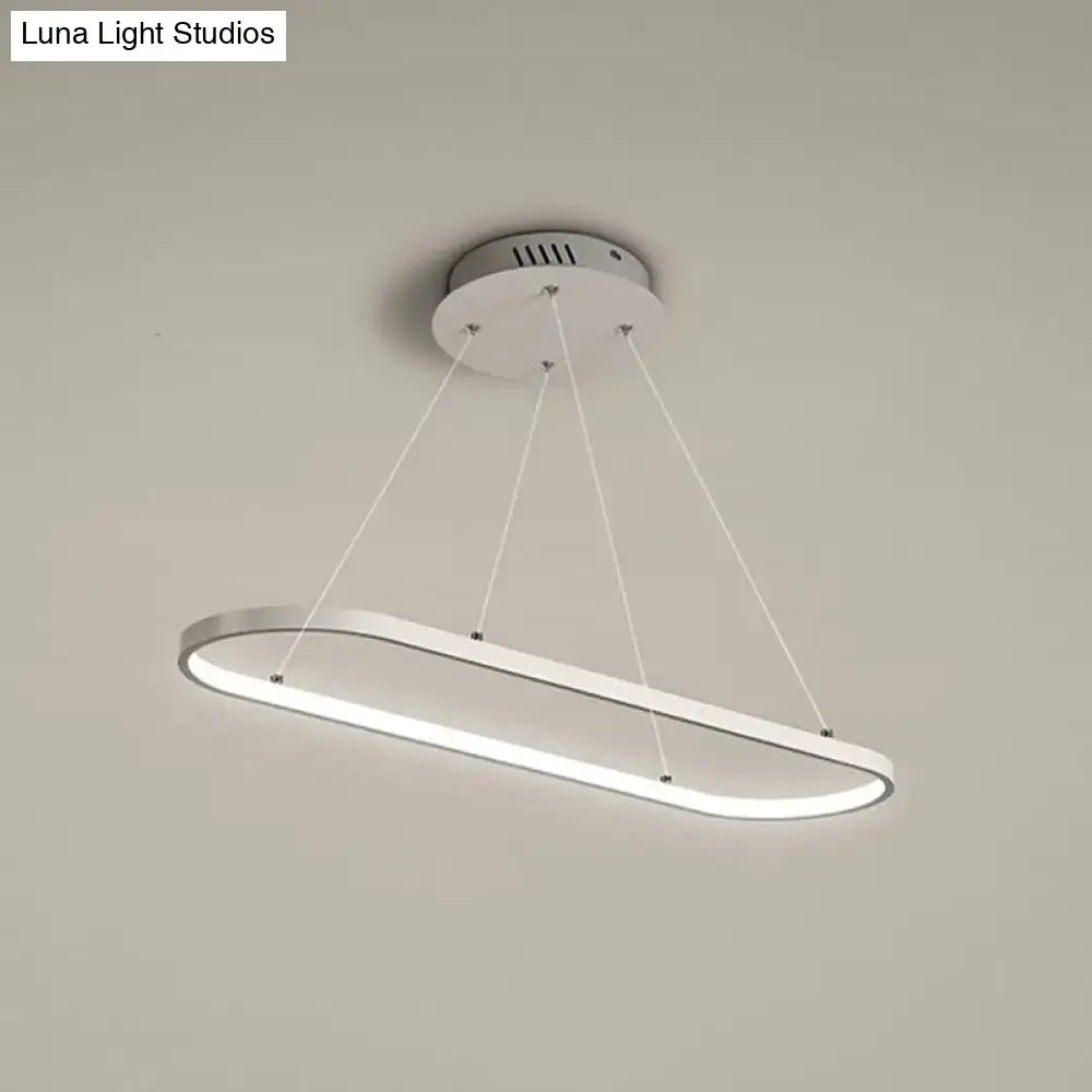 Modern white ellipse led ceiling fixture for dining room warm white