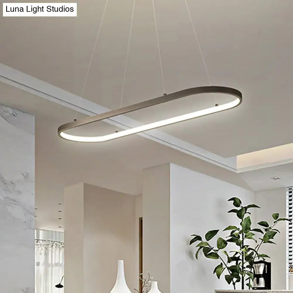 Modern white ellipse led ceiling fixture for dining room warm white