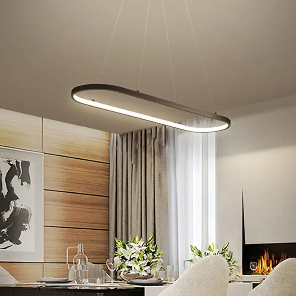 Modern white ellipse led ceiling fixture for dining room warm white